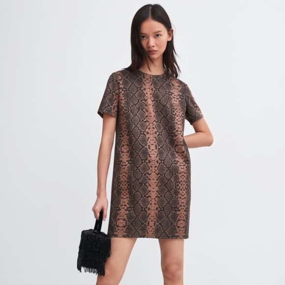 Zara Dresses & Skirts - Zara • Faux Suede Snake Print Dress • L